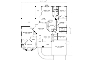Floor Plan - Main Floor for Adobe / Southwestern House Plan #1-582 - 1 bed, 3 bath