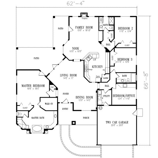 Architectural House Design - Adobe / Southwestern Floor Plan - Main Floor Plan #1-582