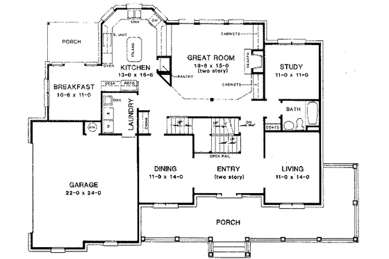 Floor Plan - Main Floor for Country House Plan #10-221 - 4 bed, 4 bath