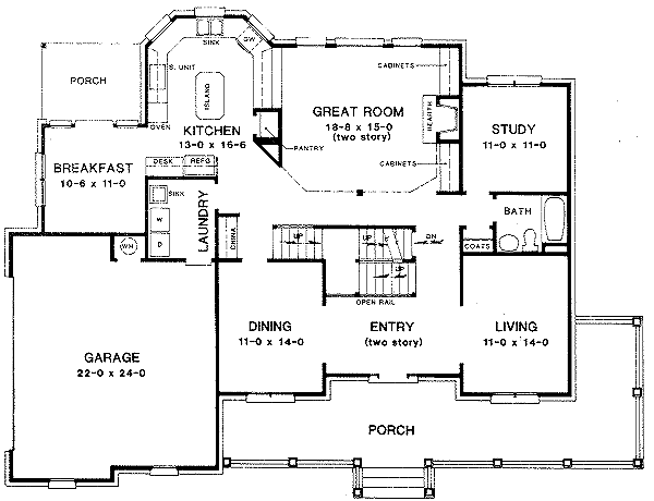 Country Floor Plan - Main Floor Plan #10-221