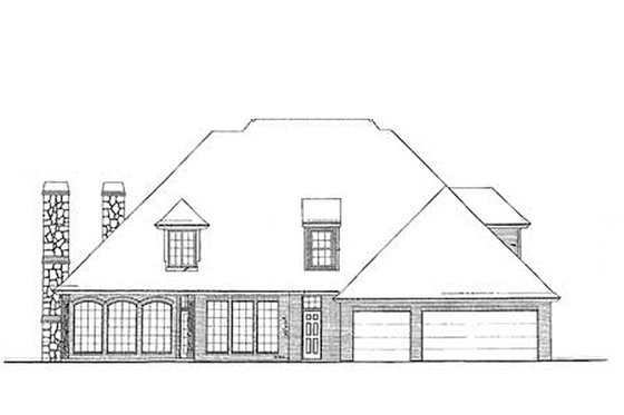 Exterior - Rear Elevation for European House Plan #310-927 - 4 bed, 3.5 bath