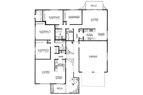 Floor Plan - Main Floor House Plan #303-267 - 2 bed, 1 bath