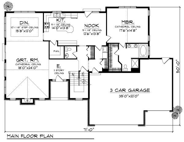 Home Plan - Traditional Floor Plan - Main Floor Plan #70-876
