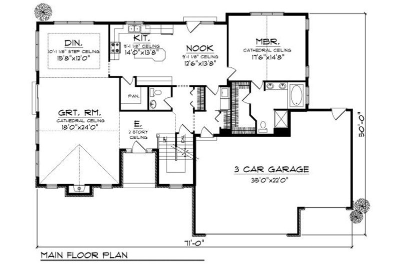 House Plan Design - Floor Plan - Main Floor for Traditional House Plan #70-876 - 3 bed, 2.5 bath