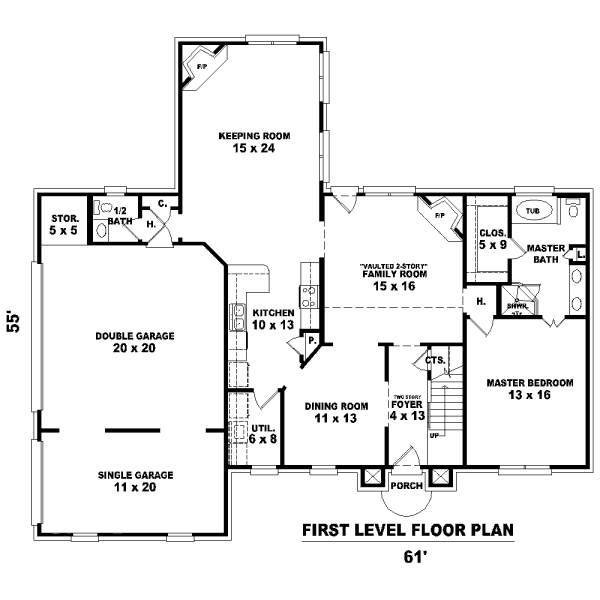 Floor Plan - Main Floor for European House Plan #81-13692 - 5 bed, 3.5 bath