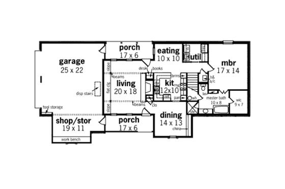 Floor Plan - Main Floor for European House Plan #45-339 - 3 bed, 2 bath