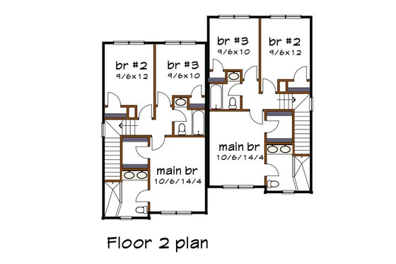Floor Plan - Upper Floor for Craftsman House Plan #79-372 - 3 bed, 2.5 bath