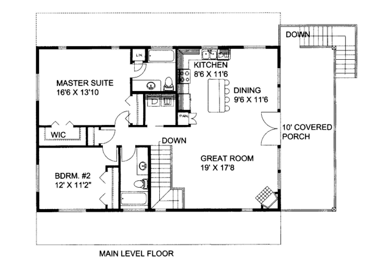 Home Plan - Floor Plan - Main Floor for Bungalow House Plan #117-726 - 2 bed, 3 bath