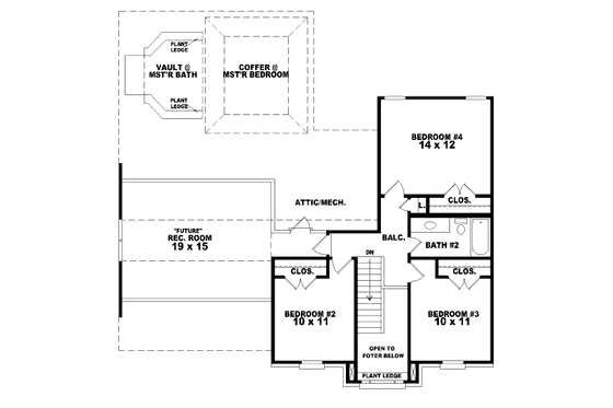 Floor Plan - Upper Floor for European House Plan #81-13877 - 4 bed, 2.5 bath
