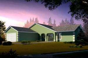 Ranch Exterior - Front Elevation Plan #1-1270