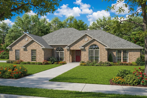 Exterior - Front Elevation 3 for Ranch House Plan #17-1088 - 4 bed, 2.5 bath