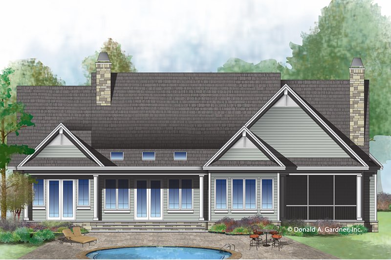 Architectural House Design - Exterior - Rear Elevation for Country House Plan #929-1026 - 4 bed, 3 bath