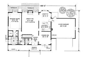 Floor Plan - Main Floor for Farmhouse House Plan #3-294 - 4 bed, 2.5 bath