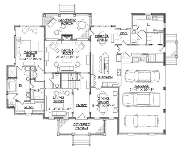 Colonial Floor Plan - Main Floor Plan #1054-11