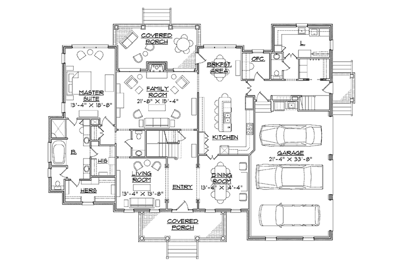 Home Plan - Floor Plan - Main Floor for Colonial House Plan #1054-11 - 4 bed, 3 bath