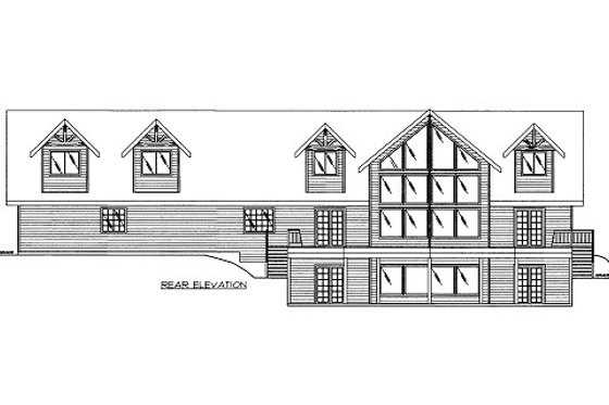 Exterior - Rear Elevation for Bungalow House Plan #117-722 - 3 bed, 2.5 bath