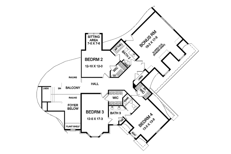 Architectural House Design - Floor Plan - Upper Floor for Country House Plan #328-401 - 5 bed, 4 bath
