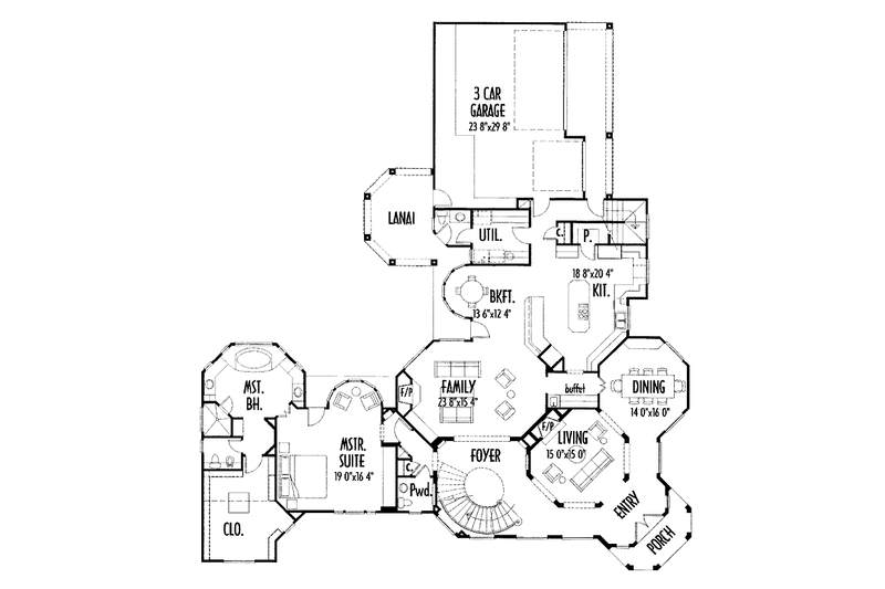 Home Plan - Floor Plan - Main Floor for Classical House Plan #1021-4 - 4 bed, 3 bath