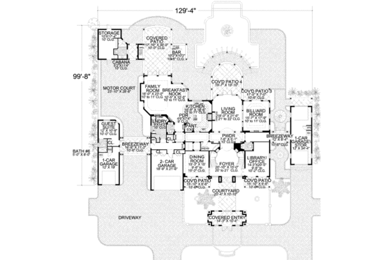 Floor Plan - Main Floor for Mediterranean House Plan #420-195 - 6 bed, 8 bath