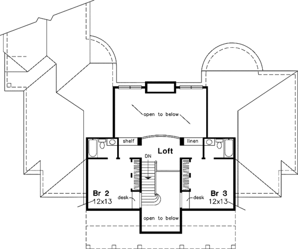Architectural House Design - Colonial Floor Plan - Upper Floor Plan #320-525
