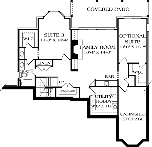 Architectural House Design - Craftsman Floor Plan - Lower Floor Plan #453-536