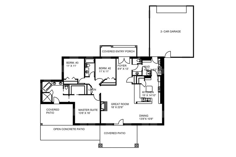 Dream House Plan - Floor Plan - Main Floor for Contemporary House Plan #117-849 - 3 bed, 2.5 bath
