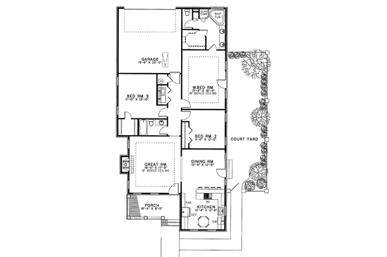 Floor Plan - Main Floor for Country House Plan #17-2645 - 3 bed, 2 bath