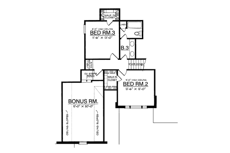 Dream House Plan - Floor Plan - Upper Floor for European House Plan #40-224 - 3 bed, 2.5 bath