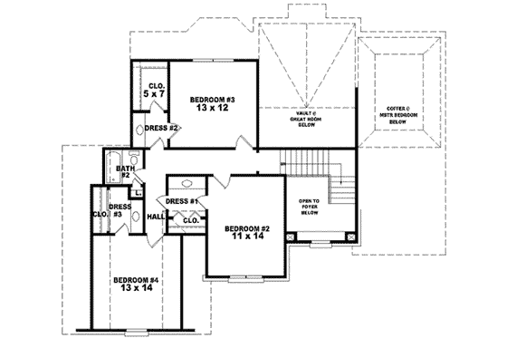 Floor Plan - Upper Floor for Traditional House Plan #81-719 - 4 bed, 2.5 bath