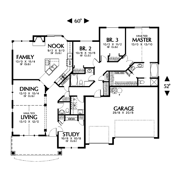 Architectural House Design - Craftsman Floor Plan - Main Floor Plan #48-408
