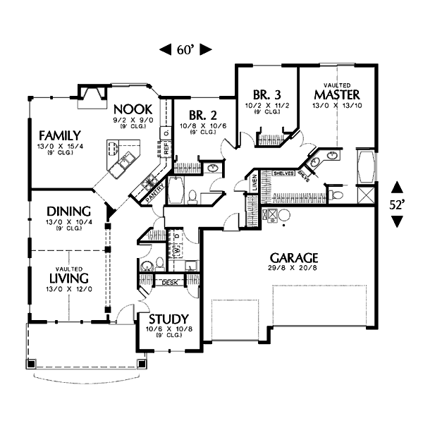 House Plan Design - Craftsman Floor Plan - Main Floor Plan #48-408