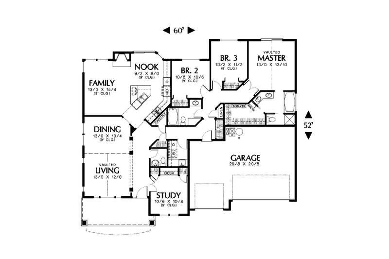 Dream House Plan - Floor Plan - Main Floor for Craftsman House Plan #48-408 - 4 bed, 2.5 bath