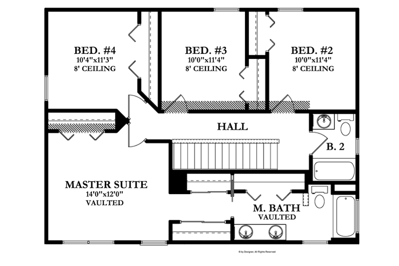 Home Plan - Floor Plan - Upper Floor for Prairie House Plan #1058-22 - 4 bed, 2.5 bath