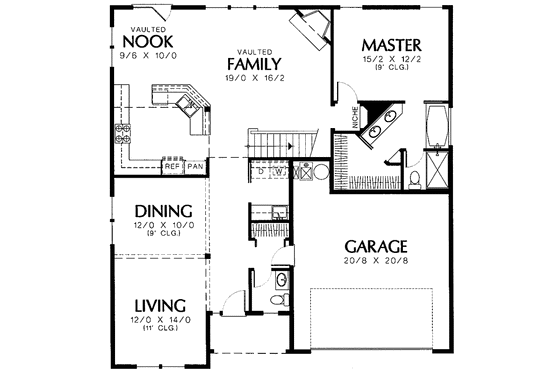 Floor Plan - Main Floor for Craftsman House Plan #48-766 - 4 bed, 2.5 bath