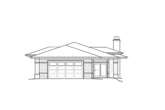 Exterior - Rear Elevation for Prairie House Plan #895-70 - 3 bed, 2.5 bath