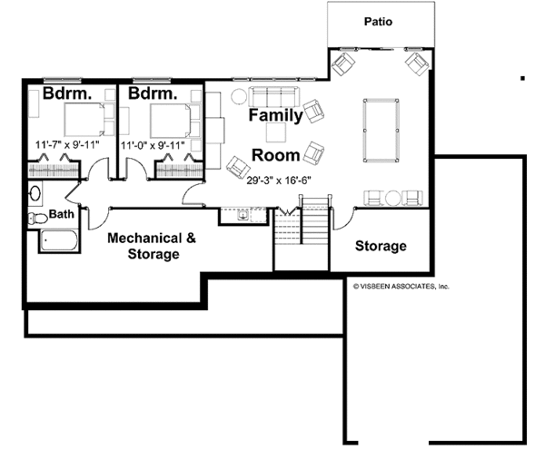 Craftsman Floor Plan - Lower Floor Plan #928-144