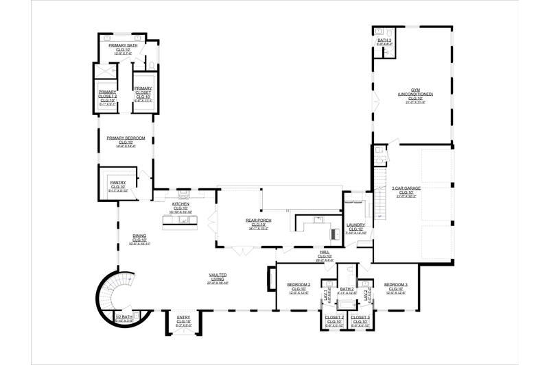 House Design - Floor Plan - Main Floor for Mediterranean House Plan #1127-24 - 3 bed, 3.5 bath