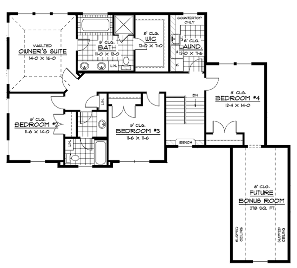 House Design - European Floor Plan - Upper Floor Plan #51-645