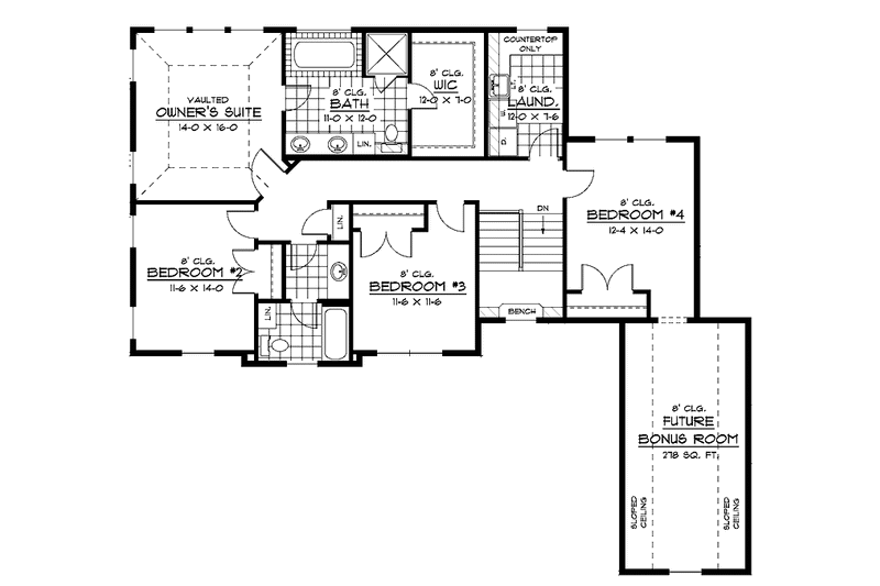Home Plan - Floor Plan - Upper Floor for European House Plan #51-645 - 4 bed, 2.5 bath