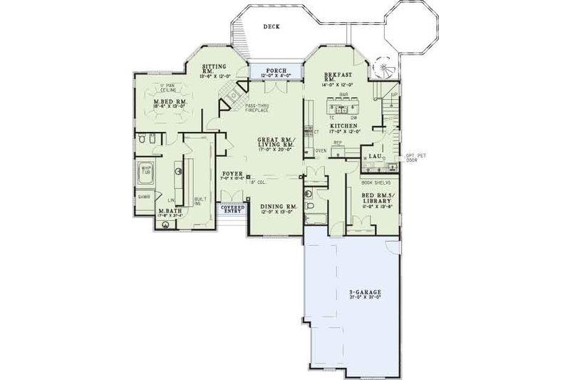 Home Plan - Floor Plan - Main Floor for European House Plan #17-2722 - 5 bed, 4 bath