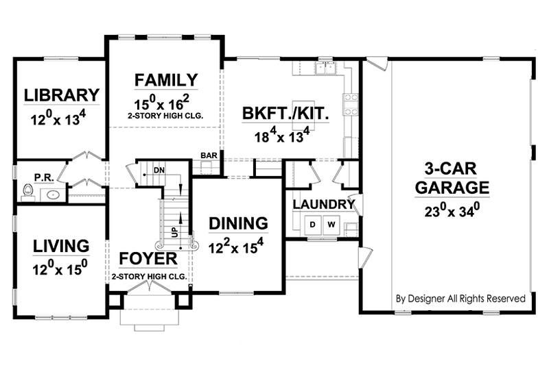 Architectural House Design - Floor Plan - Main Floor for European House Plan #20-2247 - 4 bed, 3.5 bath