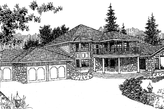Exterior - Front Elevation 3 for Country House Plan #60-727 - 5 bed, 4.5 bath