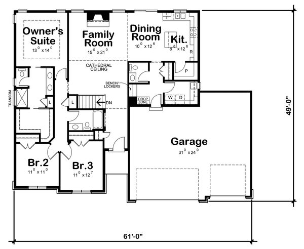 Home Plan - Ranch Floor Plan - Main Floor Plan #20-2294