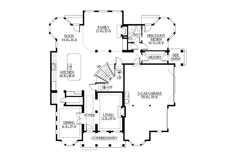 Home Plan - Floor Plan - Main Floor for Craftsman House Plan #132-490 - 4 bed, 5 bath