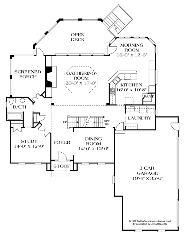 House Design - Colonial Floor Plan - Main Floor Plan #453-421