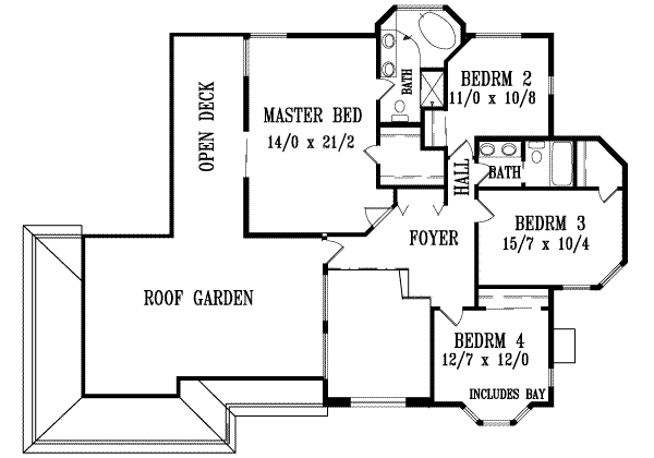 Adobe / Southwestern Floor Plan - Upper Floor Plan #1-1128