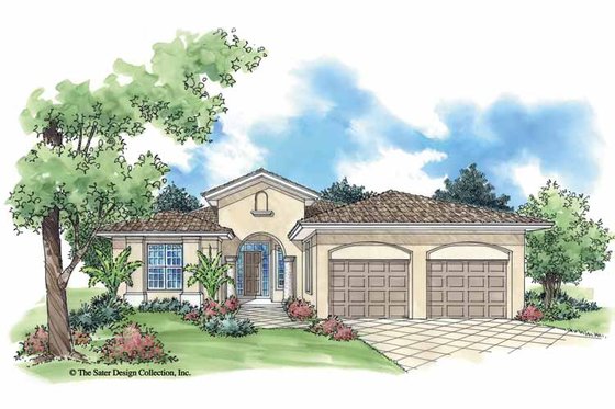 Exterior - Front Elevation 3 for Mediterranean House Plan #930-388 - 3 bed, 2 bath