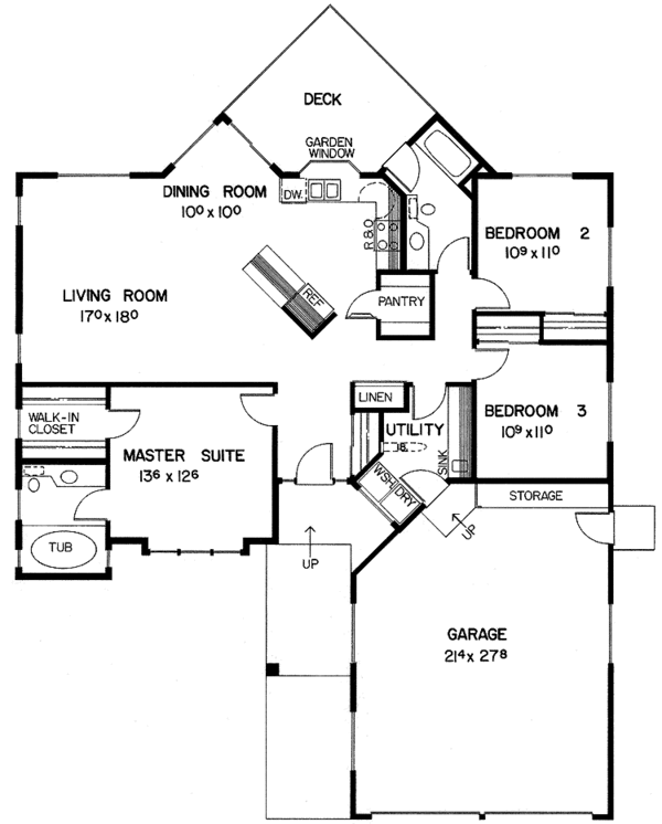 House Plan Design - Ranch Floor Plan - Main Floor Plan #60-833