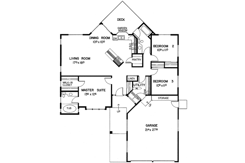 Architectural House Design - Floor Plan - Main Floor for Ranch House Plan #60-833 - 3 bed, 2.5 bath