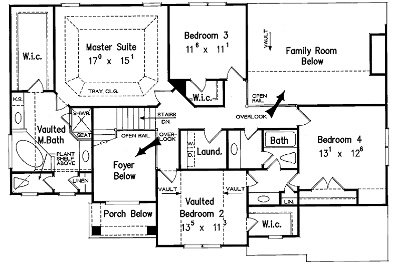 House Design - Floor Plan - Upper Floor for Traditional House Plan #927-74 - 5 bed, 3 bath